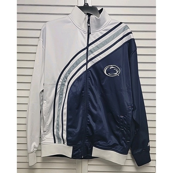 Russell Athletic Jackets & Blazers - Vtg Russell Athletic Penn State Satin Track Jacket SZ L Blue White Nittany Lions